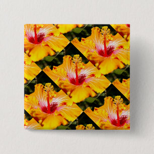 Badge Carré 5 Cm Vue latérale de l'Hibiscus orange