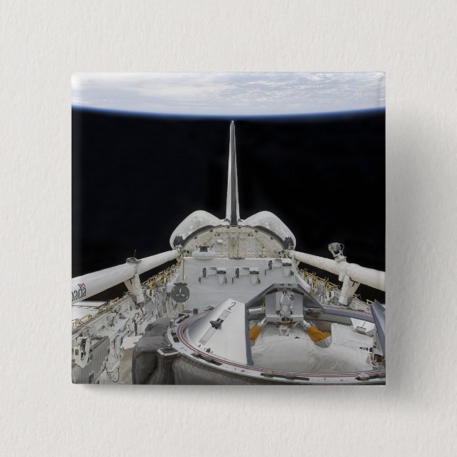 Badge Carré 5 Cm Vue partielle de la navette spatiale (Devant)