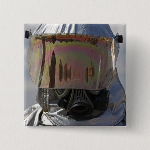 Badge Carré 5 Cm Vue rapprochée d'un pompier