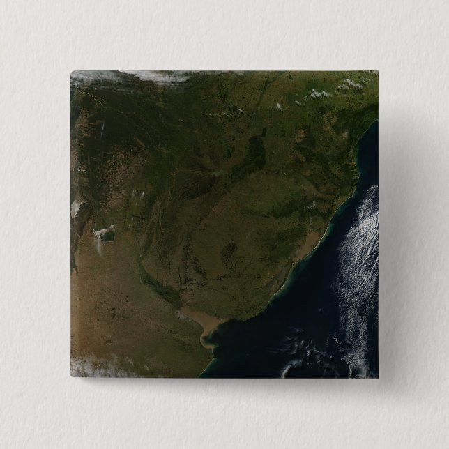 Badge Carré 5 Cm Vue satellite de l'Amérique du Sud (Devant)