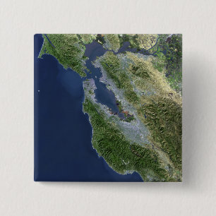 Badge Carré 5 Cm Vue satellite de San Francisco, Californie