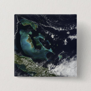 Badge Carré 5 Cm Vue satellite des îles de Bahama