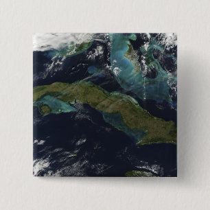 Badge Carré 5 Cm Vue satellite du Cuba