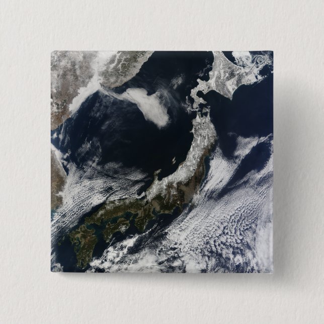 Badge Carré 5 Cm Vue satellite du Japon (Devant)
