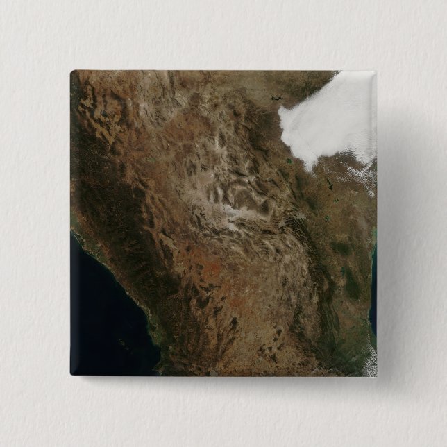 Badge Carré 5 Cm Vue satellite du paysage du centre de Mexi (Devant)