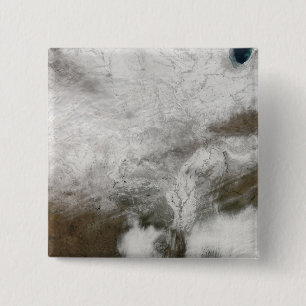 Badge Carré 5 Cm Vue satellite d'une tempête hivernale sévère