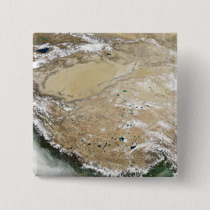 Badge Carré 5 Cm Vue satellite sur le plateau tibétain