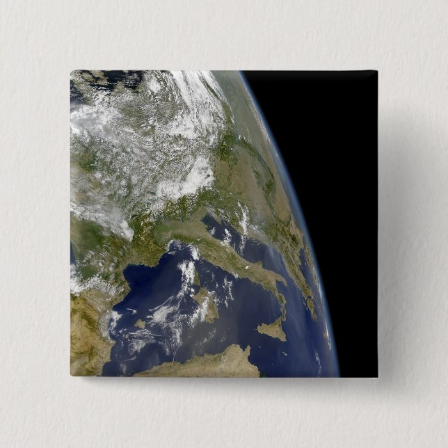 Badge Carré 5 Cm Vue sur la Méditerranée occidentale (Devant)