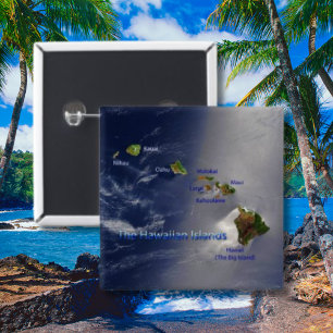Badge Carré 5 Cm Vue sur les îles Hawaiiennes
