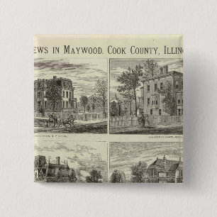 Badge Carré 5 Cm Vue sur Maywood, Cook County, Illinois