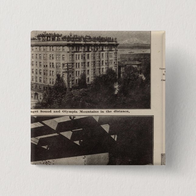 Badge Carré 5 Cm Vues, Seattle (Devant)