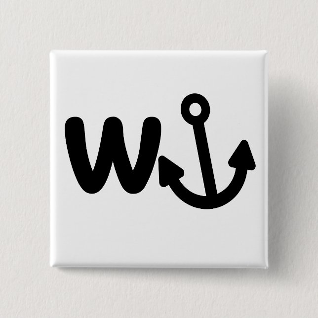 Badge Carré 5 Cm Wanker w ancre (Devant)