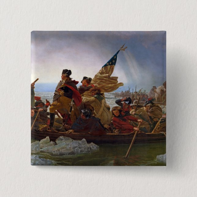 Badge Carré 5 Cm Washington croisant le fleuve Delaware (Devant)
