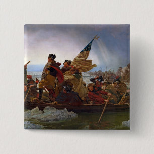 Badge Carré 5 Cm Washington croisant le fleuve Delaware