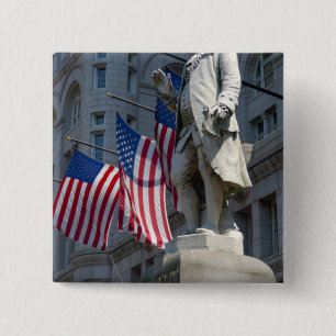 Badge Carré 5 Cm Washington, DC, statue de Benjamin Franklin