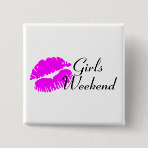 Badge Carré 5 Cm Week-end de filles (baiser)
