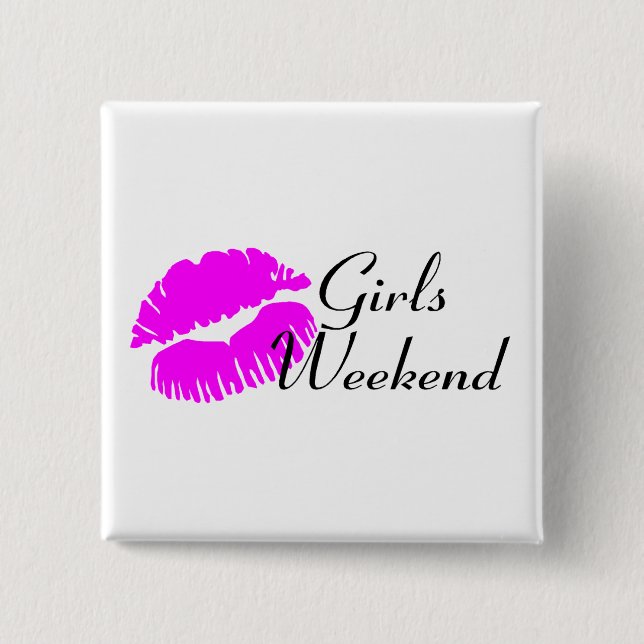 Badge Carré 5 Cm Week-end Filles (Baiser) (Devant)