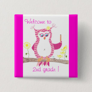 Badge Carré 5 Cm Welcome to 2nd grade student pin button