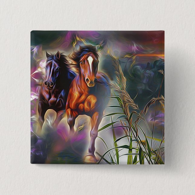 Badge Carré 5 Cm Wild gallop (Devant)