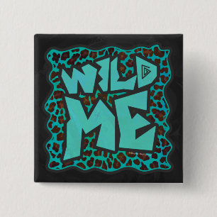 Badge Carré 5 Cm Wild Me Design léopard Brown et Turquoise