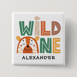 Badge Carré 5 Cm Wild One Jungle Thème 1er Anniversaire
