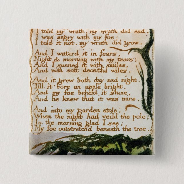 Badge Carré 5 Cm William Blake | un arbre de poison (Devant)