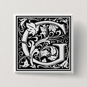 Badge Carré 5 Cm William Morris Alphabet "G"