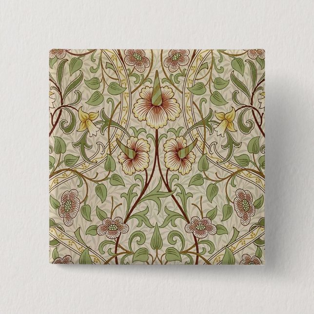 Badge Carré 5 Cm William Morris Daffodil Fond d'écran classique (Devant)