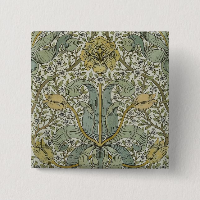 Badge Carré 5 Cm William Morris Spring Motif classique épais (Devant)