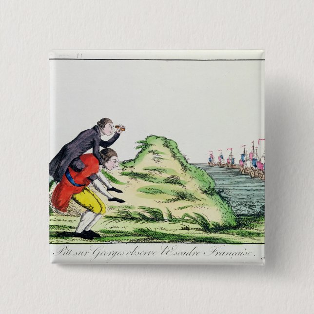 Badge Carré 5 Cm William Pitt observant l'escadron français (Devant)