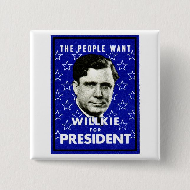 Badge Carré 5 Cm WIllkie 1940 pour le président (Devant)