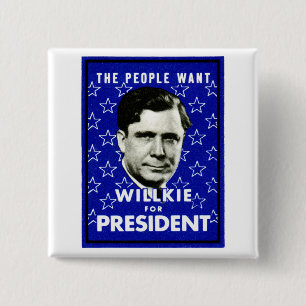 Badge Carré 5 Cm WIllkie 1940 pour le président