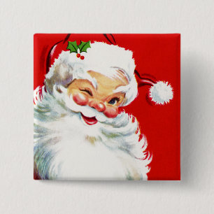 Badge Carré 5 Cm Winking Père Noël