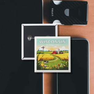 Badge Carré 5 Cm Wisconsin vintage