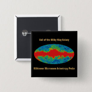 Badge Carré 5 Cm WMAP, Voile de la Voie lactée sur l'Univers