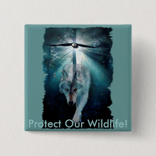 Badge Carré 5 Cm WOLF & EAGLE Wildlife Series