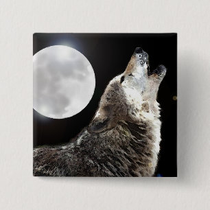 Badge Carré 5 Cm Wolf & Moon