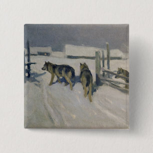 Badge Carré 5 Cm Wolfs, la nuit d'hiver, c.1910