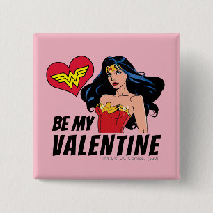 Badge Carré 5 Cm Wonder Woman   Vous êtes merveilleuse Valentine