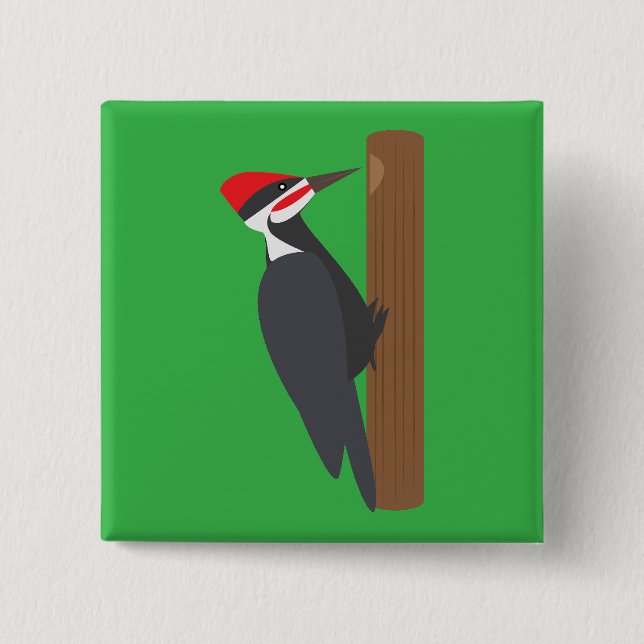Badge Carré 5 Cm Woodpecker (Devant)