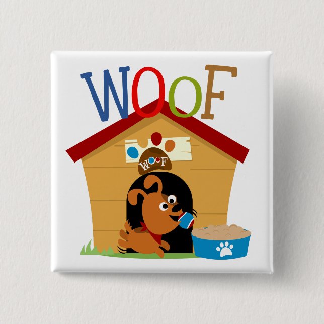 Badge Carré 5 Cm Woof Dog (Devant)