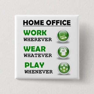 Badge Carré 5 Cm Work From Home Office Funny