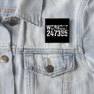 Badge Carré 5 Cm Worn out and scratched text Workout 247365 white