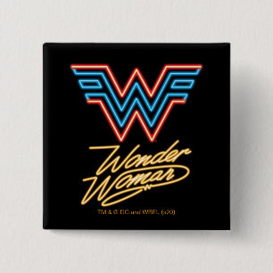 Badge Carré 5 Cm WW84   Logo Wonder Woman Neon Light