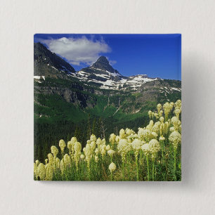 Badge Carré 5 Cm Xerophyllum à Logan Pass dans le parc national de