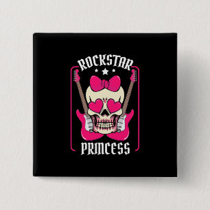 Badge Carré 5 Cm Xmas Gift Rockstar Princess Skull