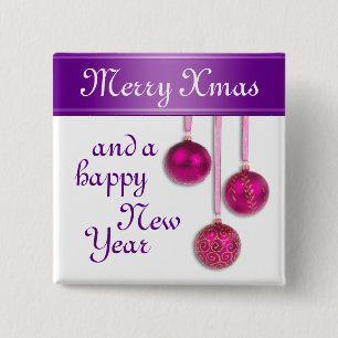 Badge Carré 5 Cm Xmas Tree Baubles rose + vos idées