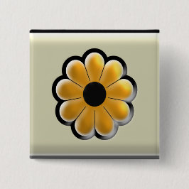 Badge Carré 5 Cm Yellow Flower Square Button – Modern Floral Design