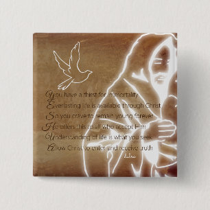 Badge Carré 5 Cm YESHUA Messiah Jésus Christ Poème chrétien