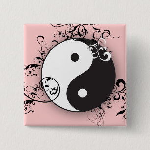 Badge Carré 5 Cm Yin-Yang avec le défilement